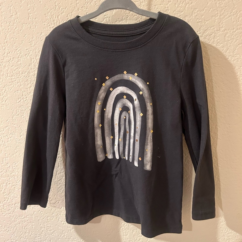 Cat & Jack Charcoal Gray Graphic Rainbow Long Sleeve Toddler Girls 4T
